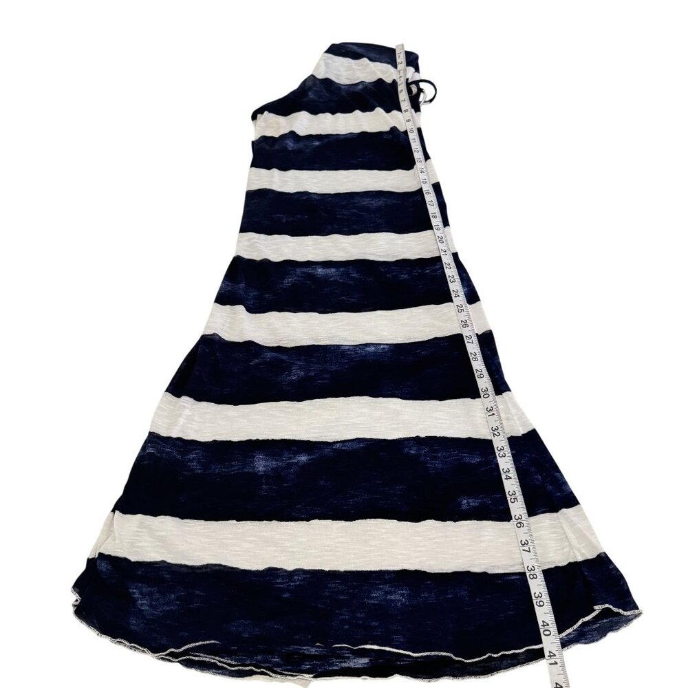 Letarte Women's Handmade Stripe Navy Blue White Sheer Wide Leg Swim Cover Up M - Picture 7 of 10